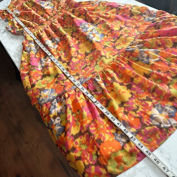 J. Crew Orange Sleeveless Smocked Mock Neck Midi Dress Women's Size Medium NEW - Picture 11 of 14